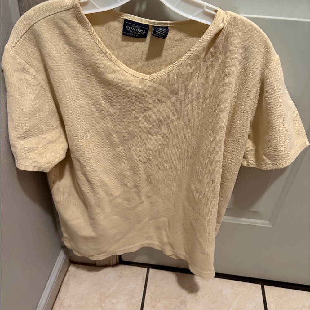Sonoma Women's Light Yellow V-Neck Tee